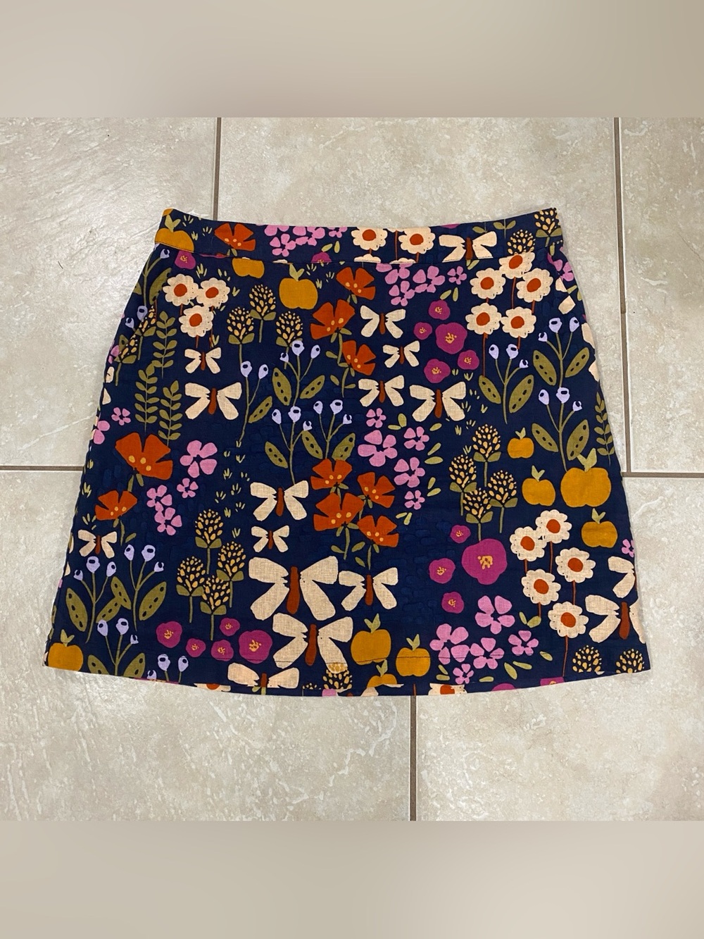 Princess highway Navy Floral Cotton Mini Skirt sz 16 - cotton